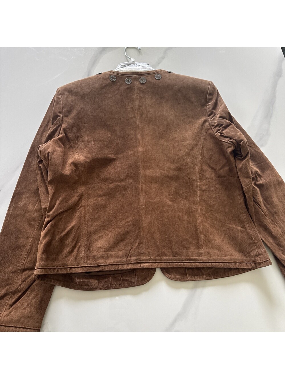 New With Tags - Ladies Leather Suede Bomber Jacket, Large, Guillaume - Picture 7 of 9